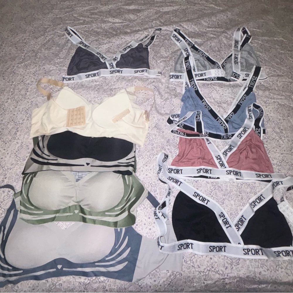 Sporto Sports Bras Set - Black, White, Blue, Pink, Green